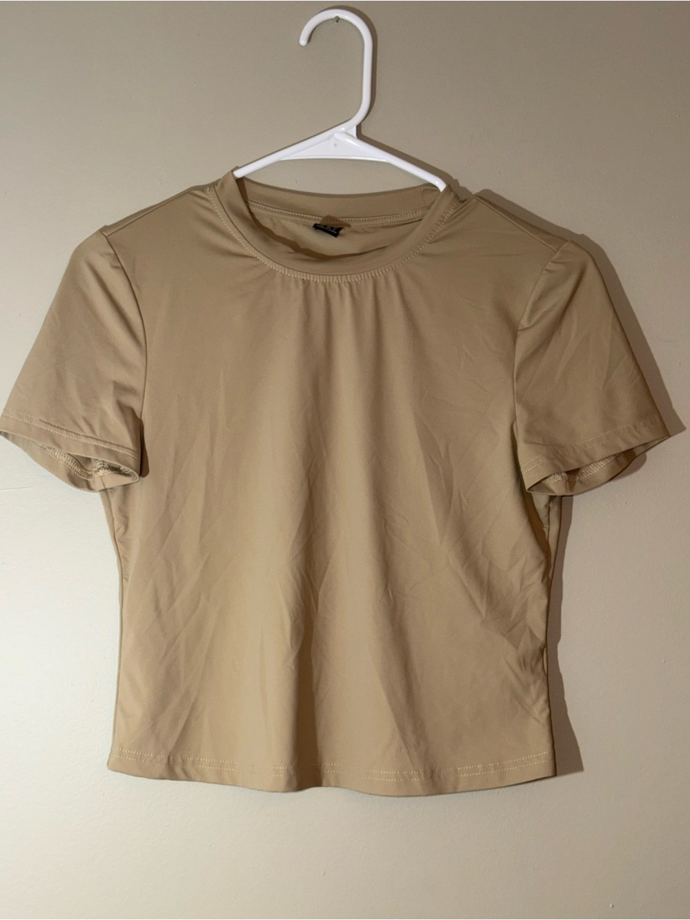 SHEIN Women's Short Sleeve Crew Neck Tee - Tan